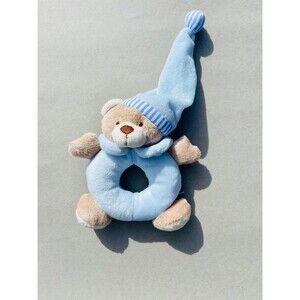 Rare Baby Bear Rattle Ring Plush Blue no tag